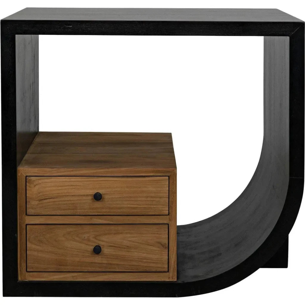 Noir Burton Teak Wood Black Side Table