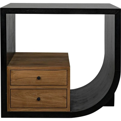Noir Burton Teak Wood Black Side Table