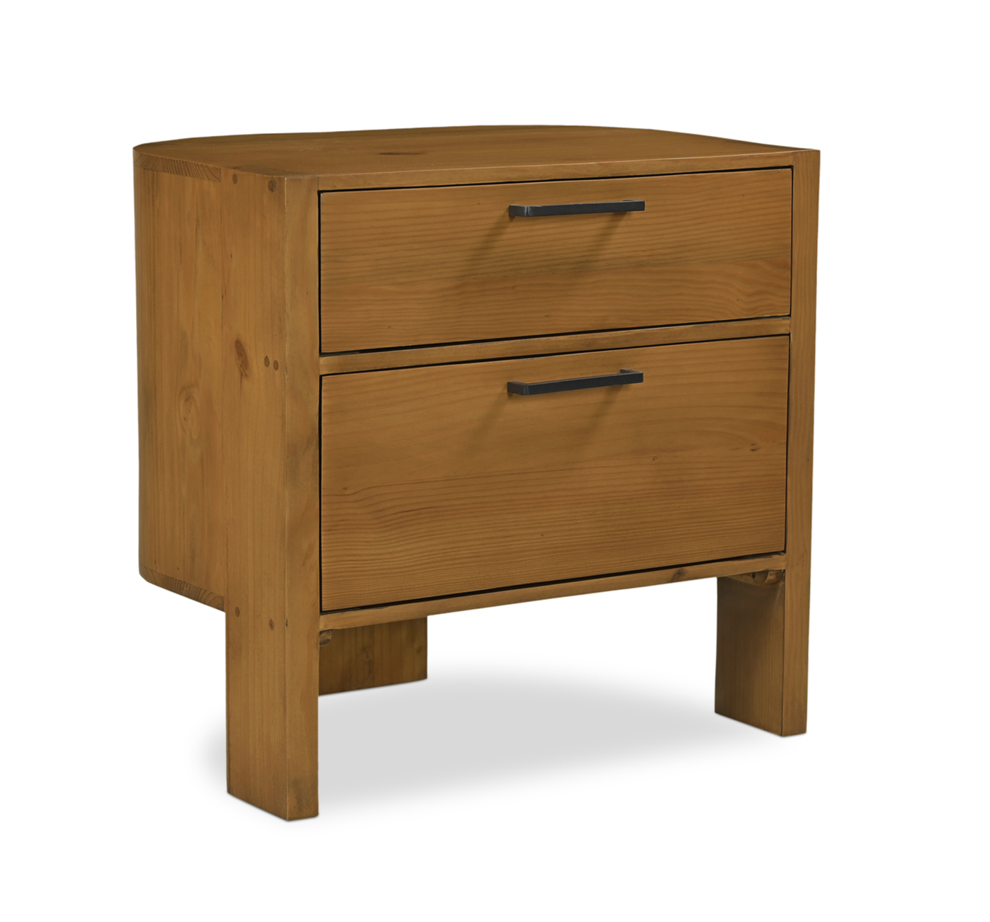 Lachlan Brown Pine Wood Soft-Close Drawer Nightstand
