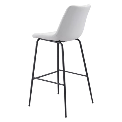 Byron Bar Chair White - Sideboards and Things Accents_Black, Back Type_Full Back, Back Type_With Back, Brand_Zuo Modern, Color_Black, Color_White, Depth_20-30, Height_40-50, Materials_Metal, Materials_Upholstery, Metal Type_Steel, Product Type_Bar Height, Seat Material_Upholstery, Shape_Armless, Upholstery Type_Leather, Upholstery Type_Vegan Leather, Width_20-30