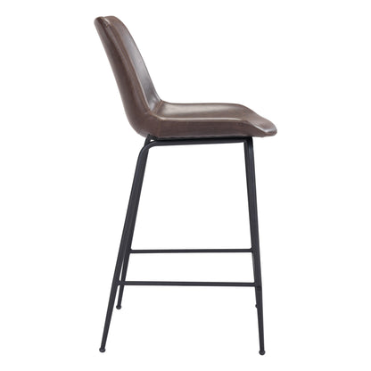 Byron Counter Chair Brown - Sideboards and Things Accents_Black, Back Type_Full Back, Back Type_With Back, Brand_Zuo Modern, Color_Black, Color_Brown, Depth_20-30, Height_30-40, Materials_Metal, Materials_Upholstery, Metal Type_Steel, Product Type_Counter Height, Seat Material_Upholstery, Shape_Armless, Upholstery Type_Leather, Upholstery Type_Vegan Leather, Width_20-30