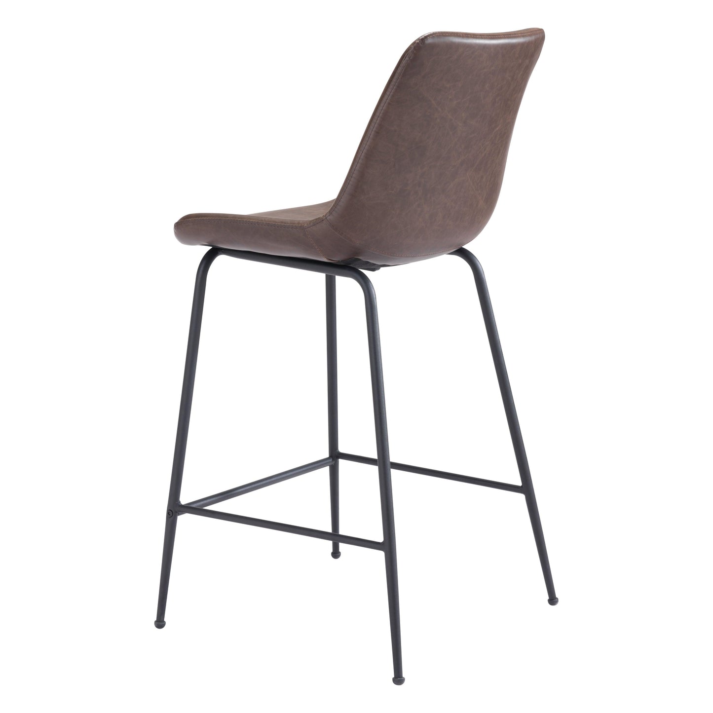 Byron Counter Chair Brown - Sideboards and Things Accents_Black, Back Type_Full Back, Back Type_With Back, Brand_Zuo Modern, Color_Black, Color_Brown, Depth_20-30, Height_30-40, Materials_Metal, Materials_Upholstery, Metal Type_Steel, Product Type_Counter Height, Seat Material_Upholstery, Shape_Armless, Upholstery Type_Leather, Upholstery Type_Vegan Leather, Width_20-30