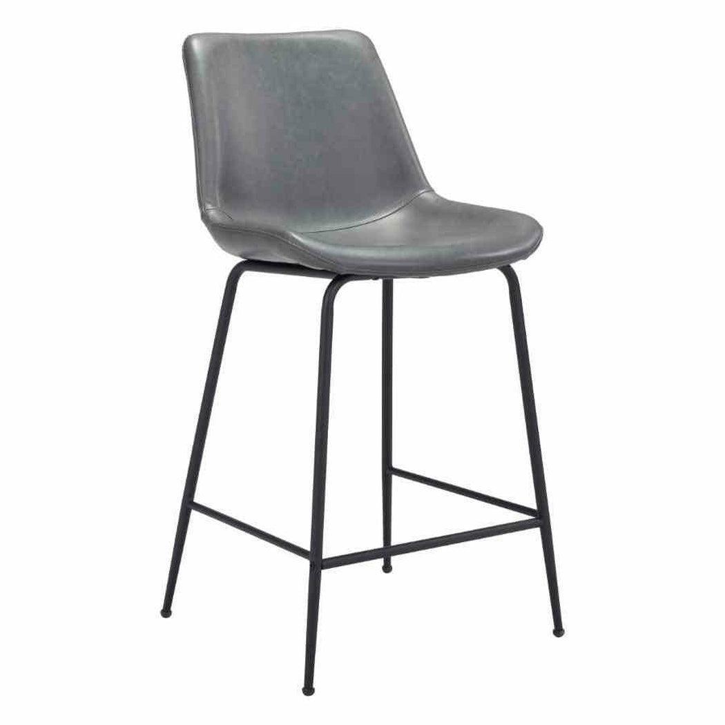 Byron Counter Chair Gray - Sideboards and Things Accents_Black, Back Type_Full Back, Back Type_With Back, Brand_Zuo Modern, Color_Black, Color_Gray, Depth_20-30, Finish_Powder Coated, Height_30-40, Materials_Metal, Materials_Upholstery, Metal Type_Steel, Product Type_Counter Height, Seat Material_Upholstery, Shape_Armless, Upholstery Type_Leather, Upholstery Type_Vegan Leather, Width_20-30