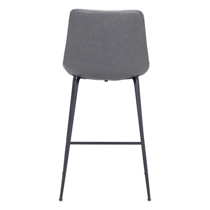 Byron Counter Chair Gray - Sideboards and Things Accents_Black, Back Type_Full Back, Back Type_With Back, Brand_Zuo Modern, Color_Black, Color_Gray, Depth_20-30, Finish_Powder Coated, Height_30-40, Materials_Metal, Materials_Upholstery, Metal Type_Steel, Product Type_Counter Height, Seat Material_Upholstery, Shape_Armless, Upholstery Type_Leather, Upholstery Type_Vegan Leather, Width_20-30