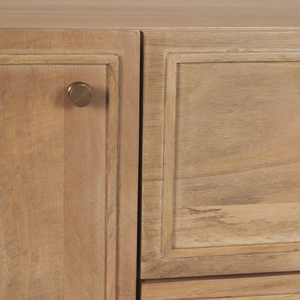 Phil 72"W Light Brown Solid Wood 2-Door 1-Drawer Media Conso -- Light Brown