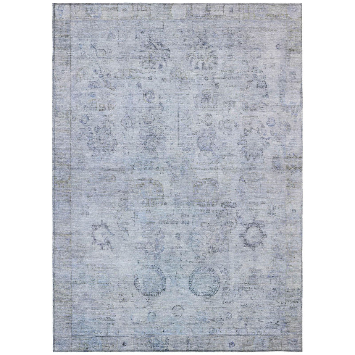 Laeanor Blue Washable Indoor-Outdoor Rug