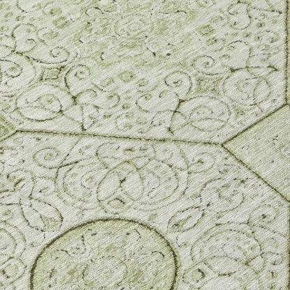 Iriora Green Washable Indoor-Outdoor Rug