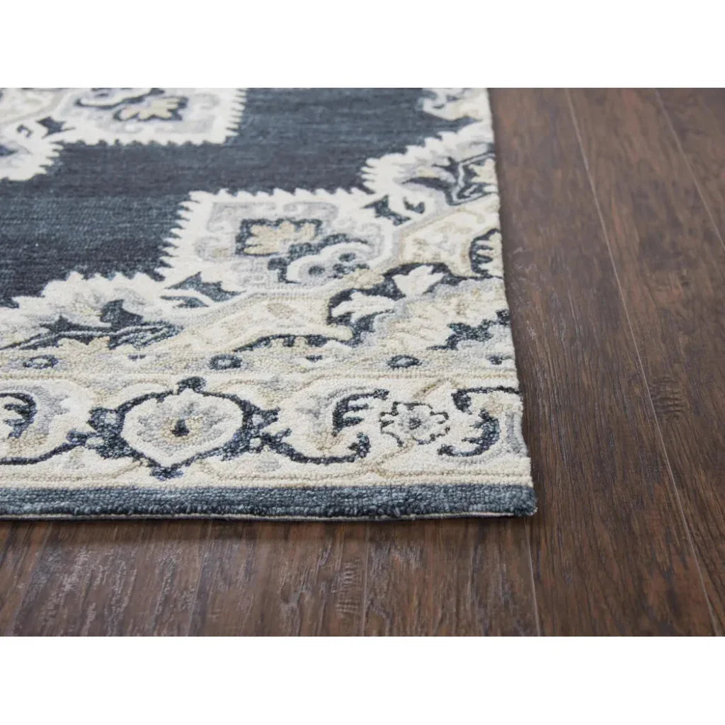 Avit Central Medallion Dark Blue Large Area Rugs -- blue