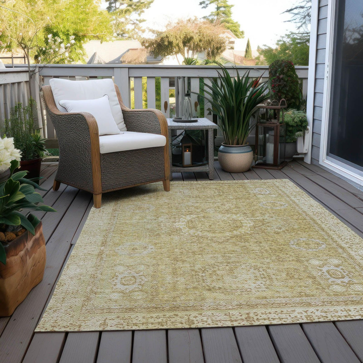 Irias Beige Washable Indoor-Outdoor Rug -- beige