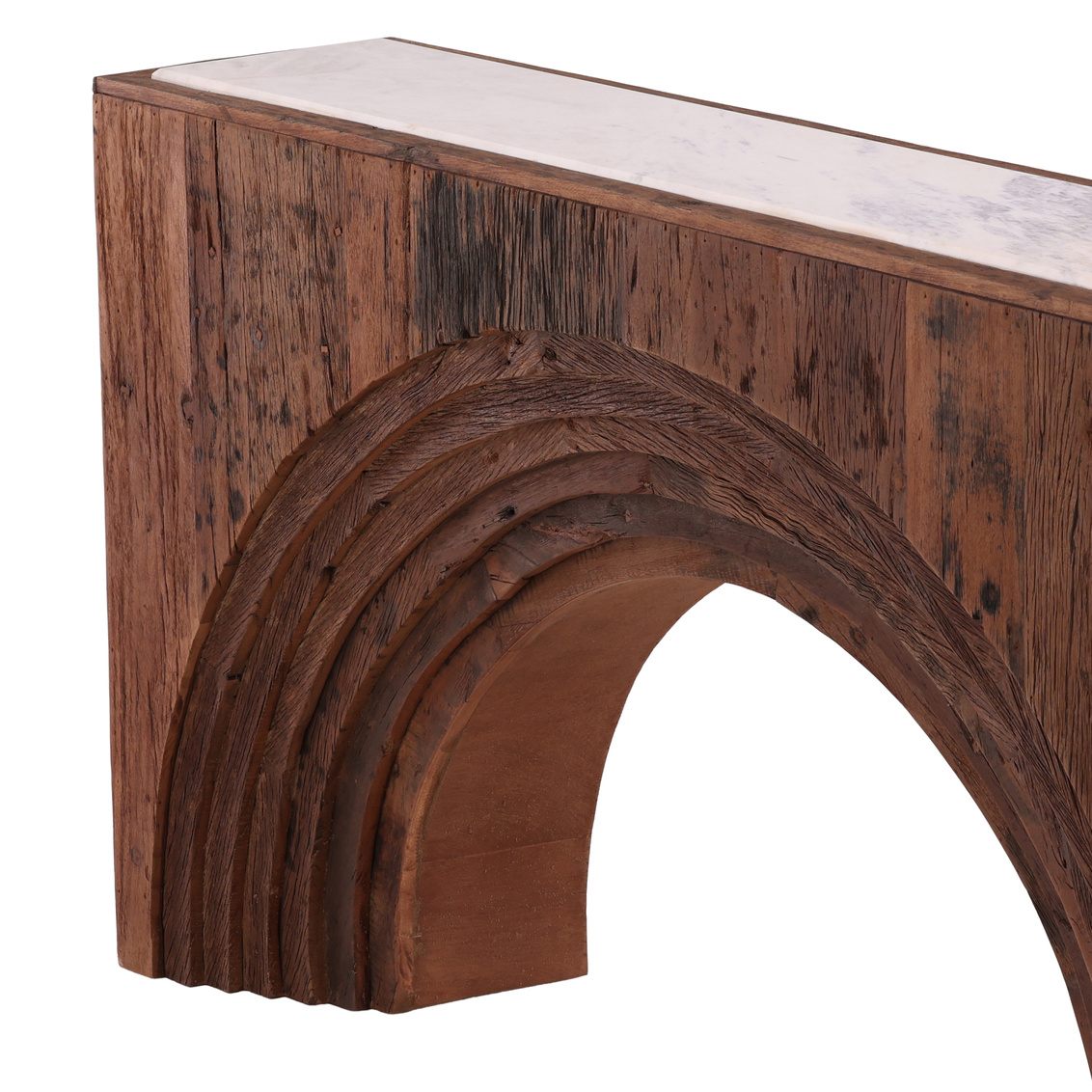 Cole White Marble Top Console Table -- White, Brown