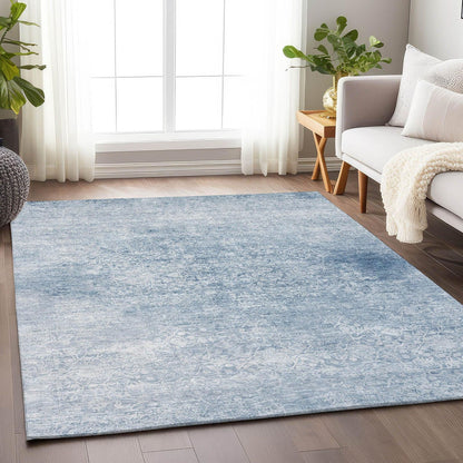 Kaelas Blue Washable Indoor-Outdoor Rug -- blue
