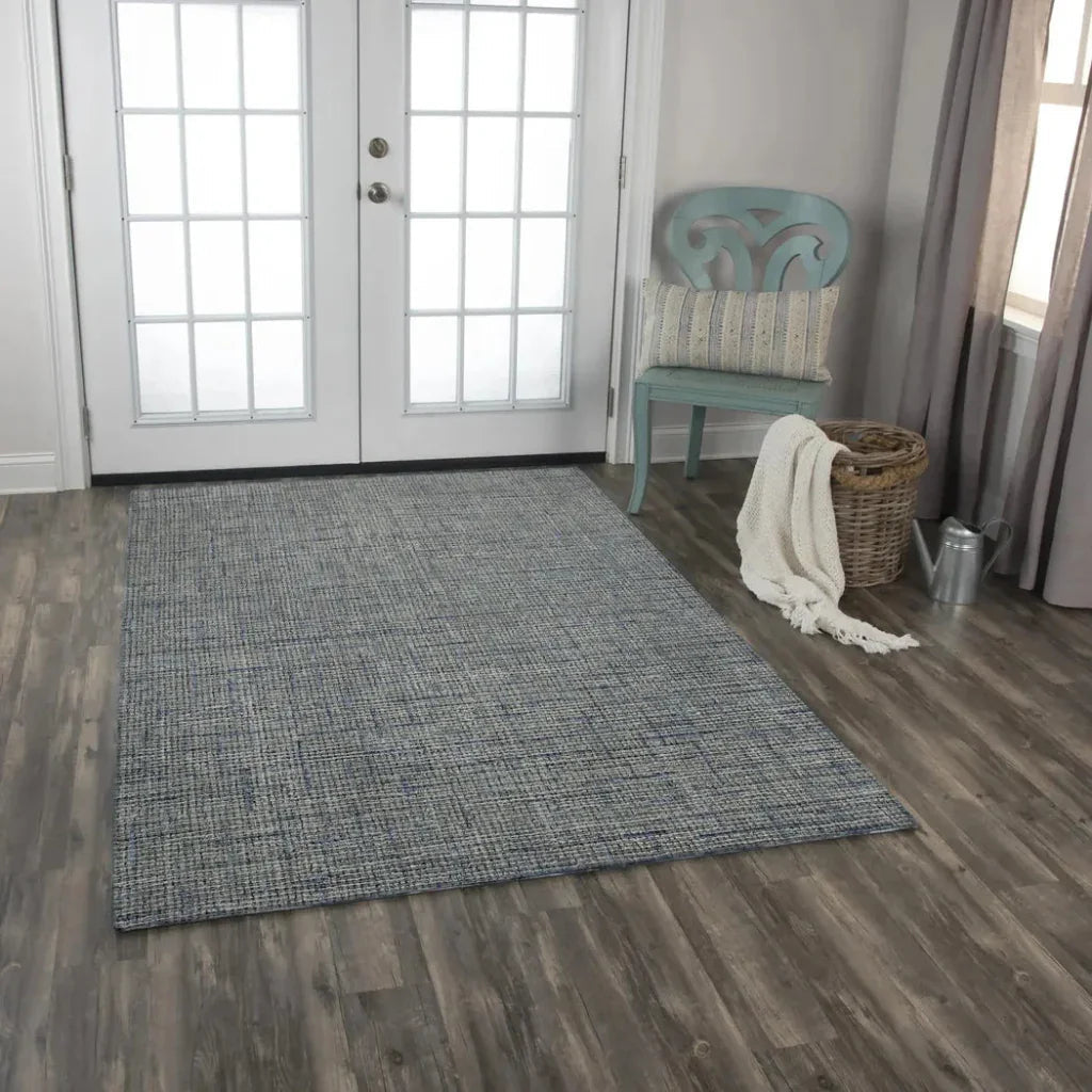 Amna Checkered Blue Area Rugs For Living Room -- blue