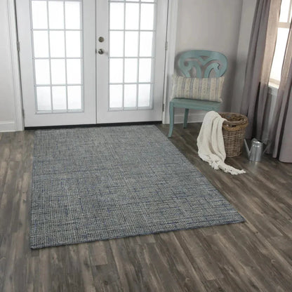 Amna Checkered Blue Area Rugs For Living Room -- blue