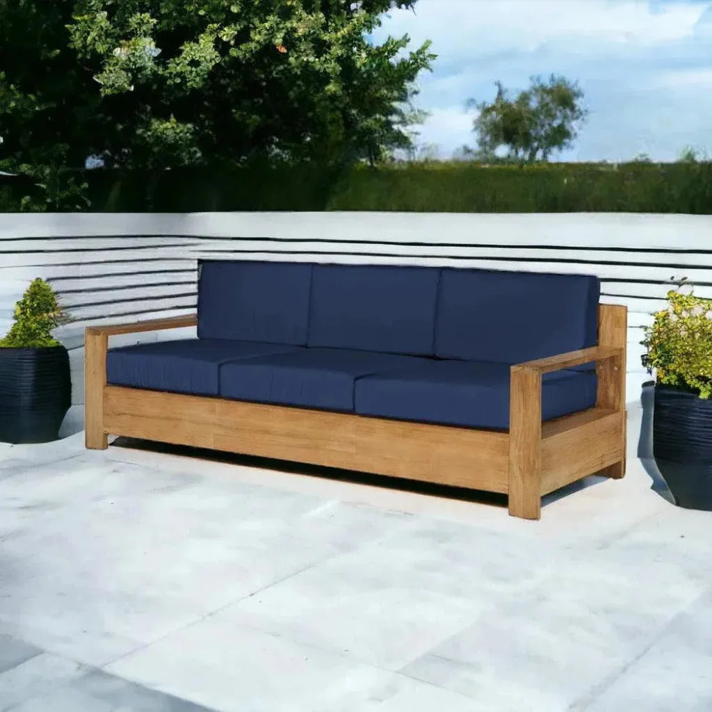 Qube Teak Deep Outdoor Couch with Sunbrella Cushions -- view 13