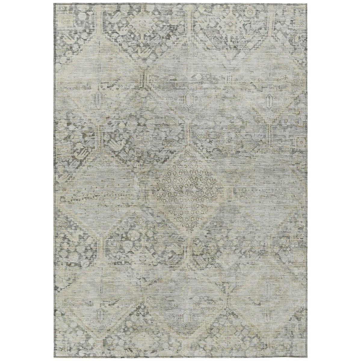 Iriius Gray Washable Indoor-Outdoor Rug