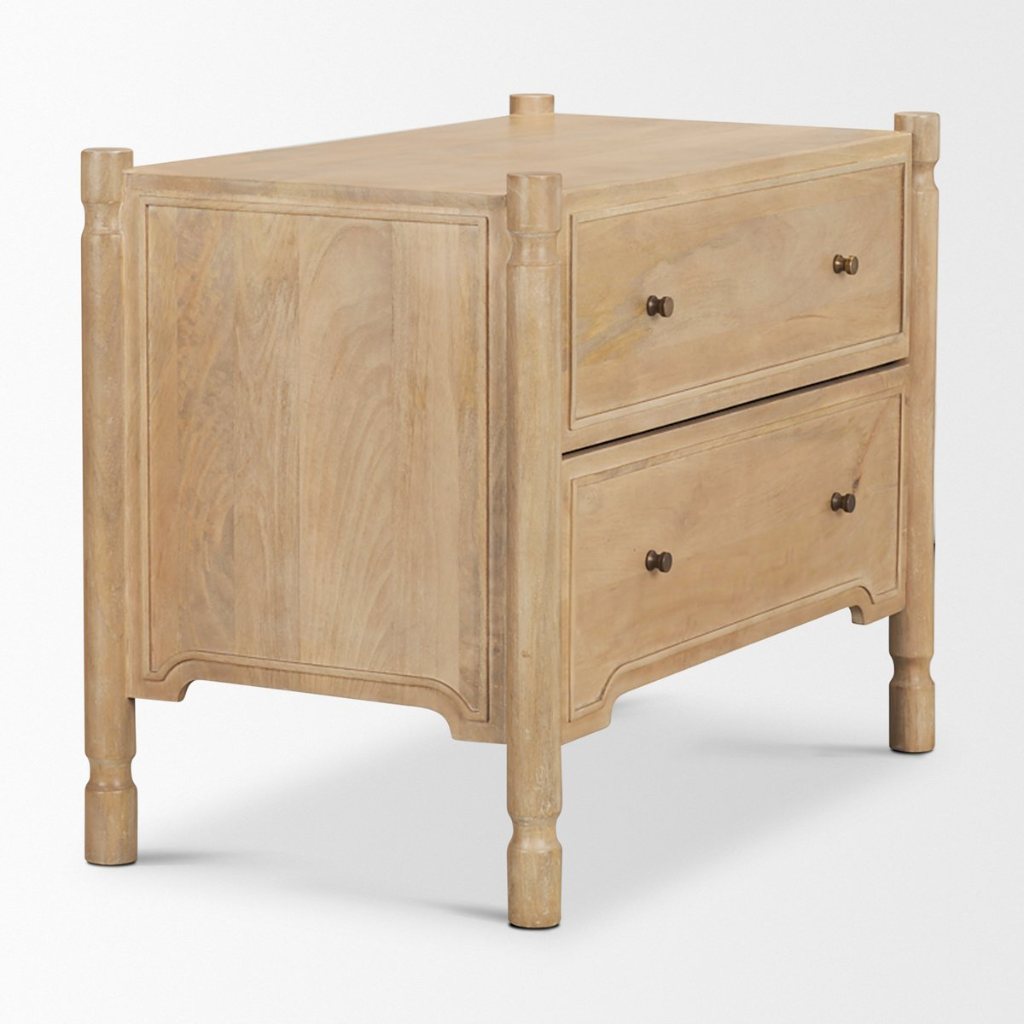 Phil 34"W Brown Solid Wood 2-Drawer Accent Cabinet -- Brown
