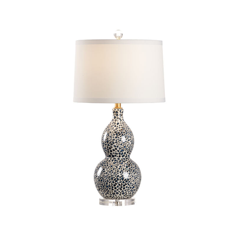 Snow Leopard Printed Ceramic Table Lamp-Table Lamps-Wildwood-Blue-LOOMLAN