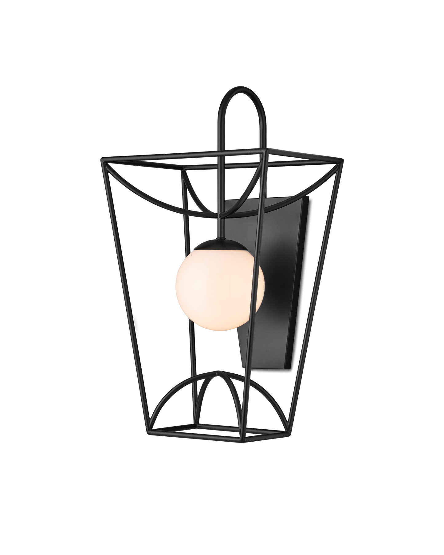 23.5 in. Rochefort Metal and Glass Black Wall Sconce