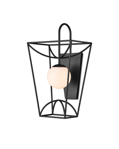 23.5 in. Rochefort Metal and Glass Black Wall Sconce