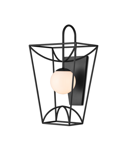 23.5 in. Rochefort Metal and Glass Black Wall Sconce