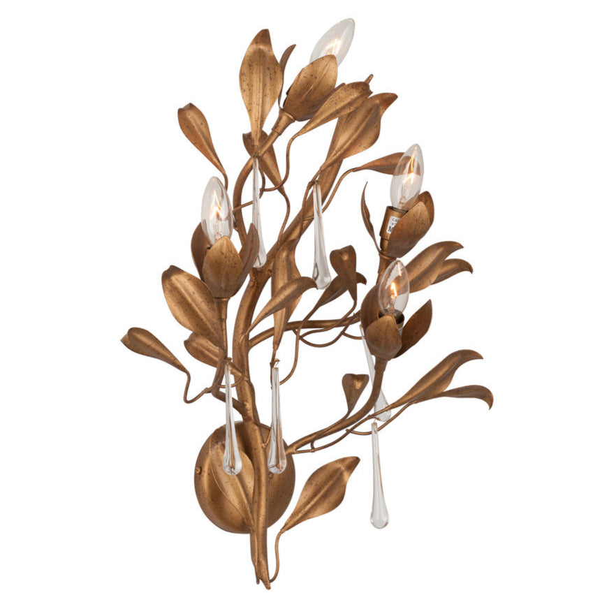 Bay Laurel Handcrafted Golden Wall Sconce