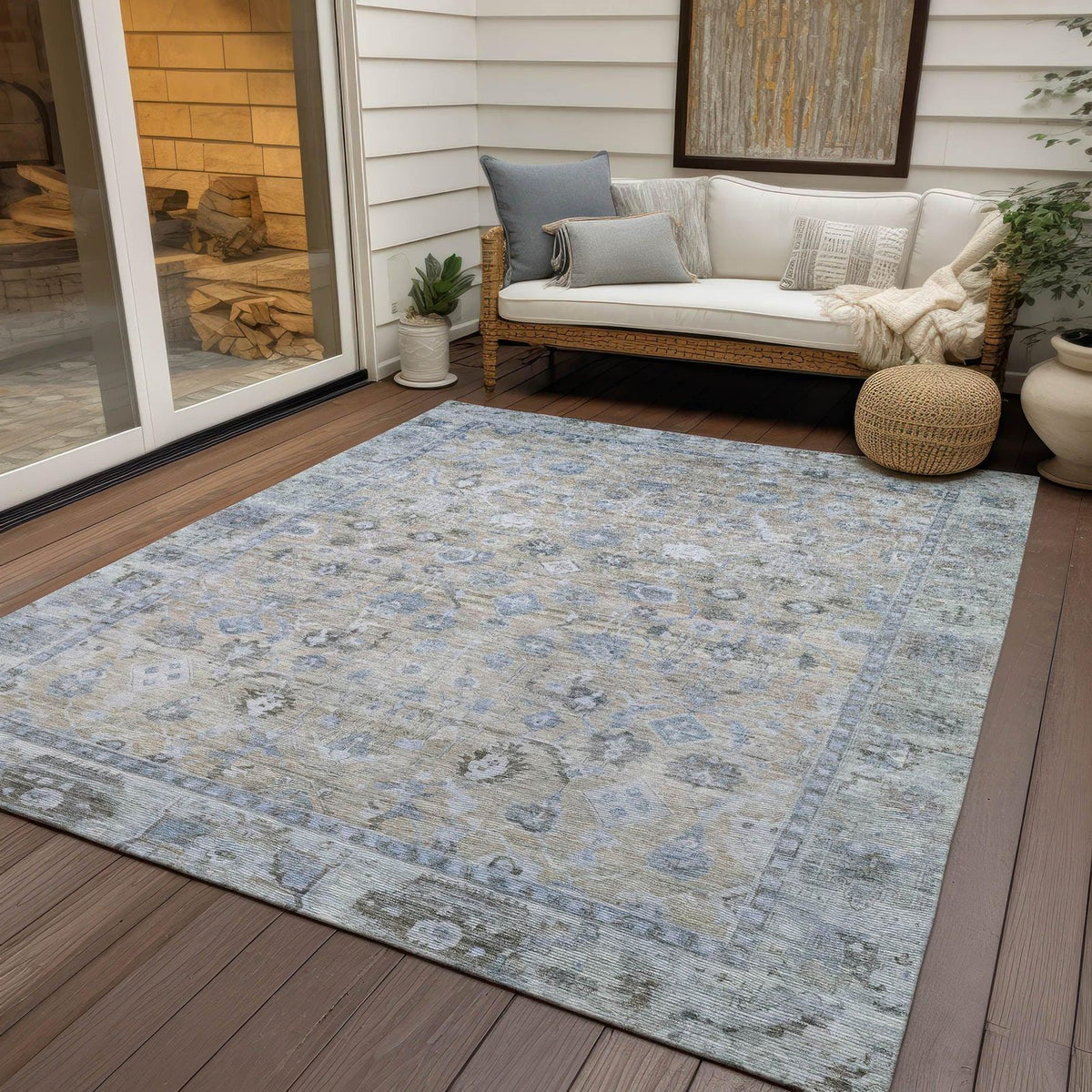 Laeel Beige Washable Indoor-Outdoor Rug