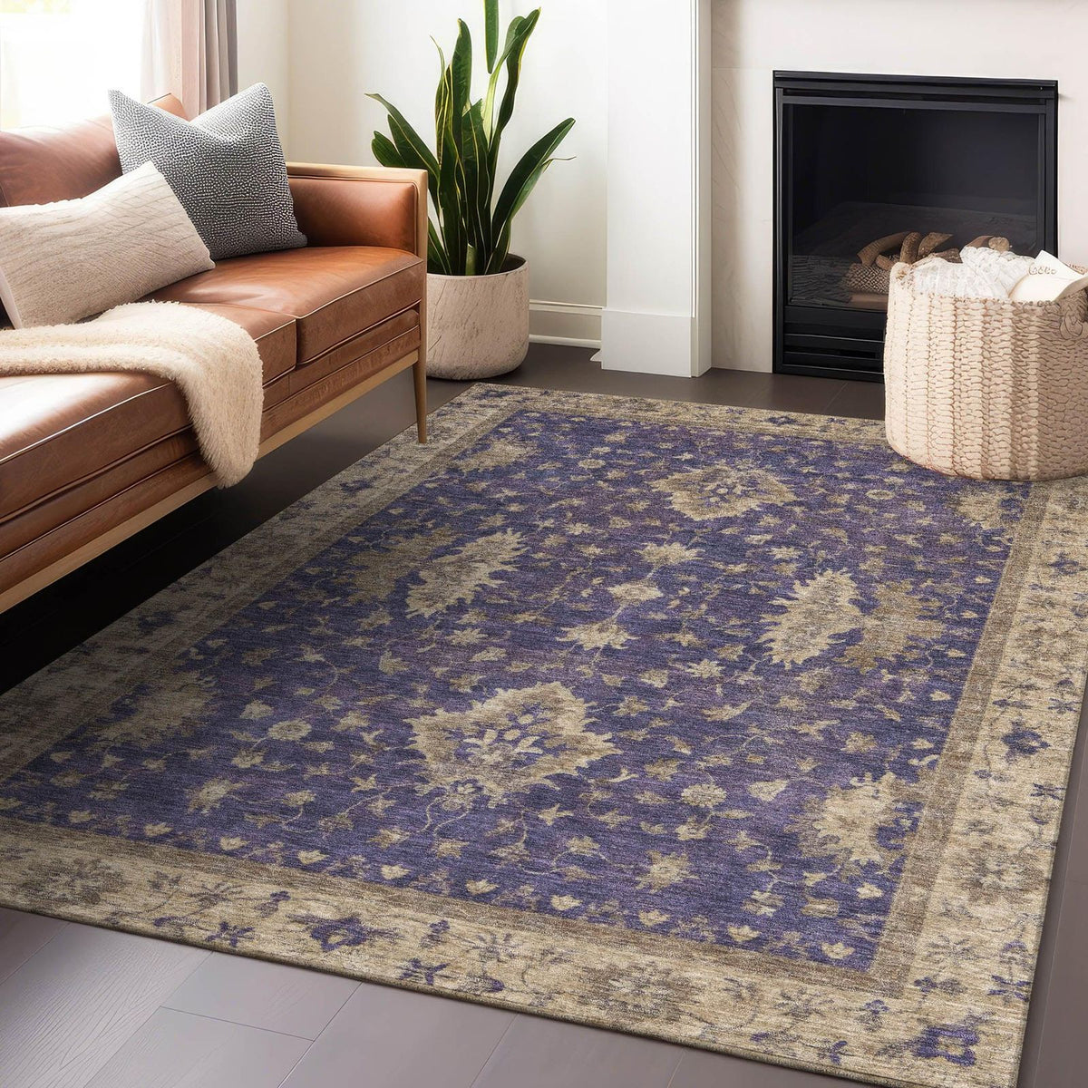 Iriaris Purple Washable Indoor-Outdoor Rug -- purple