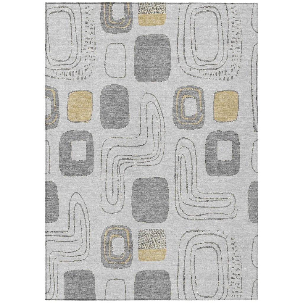 Aelira Gray Washable Indoor-Outdoor Rug
