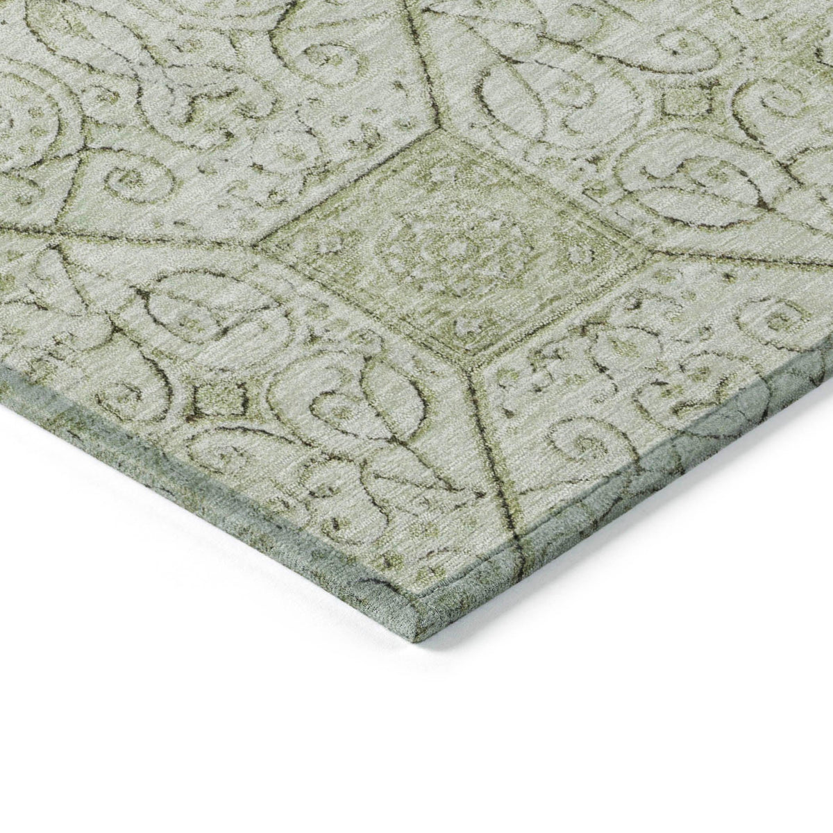 Iriora Green Washable Indoor-Outdoor Rug