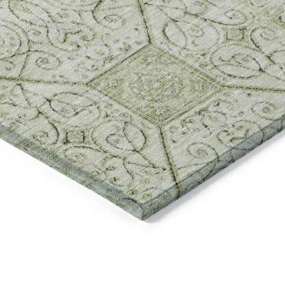 Iriora Green Washable Indoor-Outdoor Rug