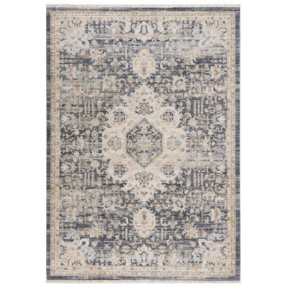 Curl Medallion Blue Area Rugs For Living Room