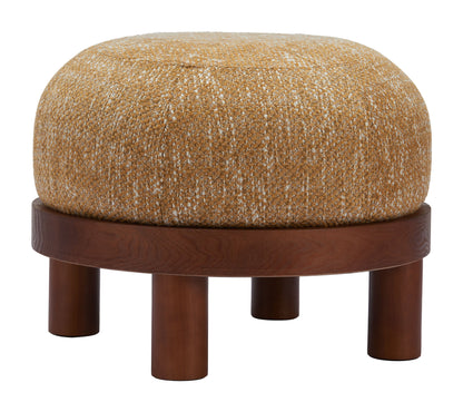 Gome Wood Oat Yellow Ottoman