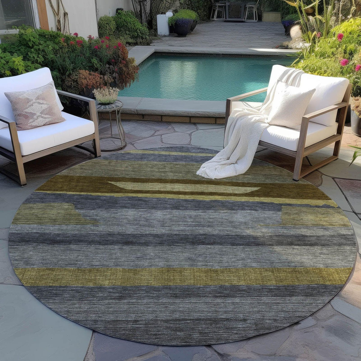 Haelora Gray Washable Indoor-Outdoor Rug