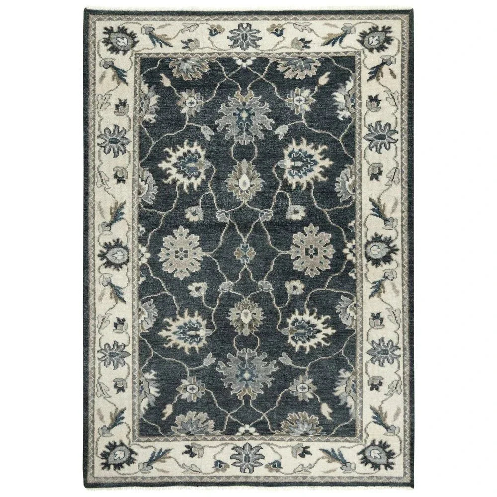 Clot Floral Charcoal Large Area Rugs For Living Room