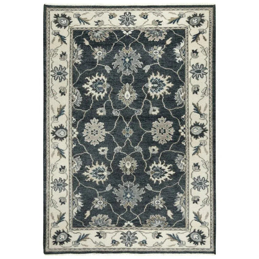 Clot Floral Charcoal Large Area Rugs For Living Room