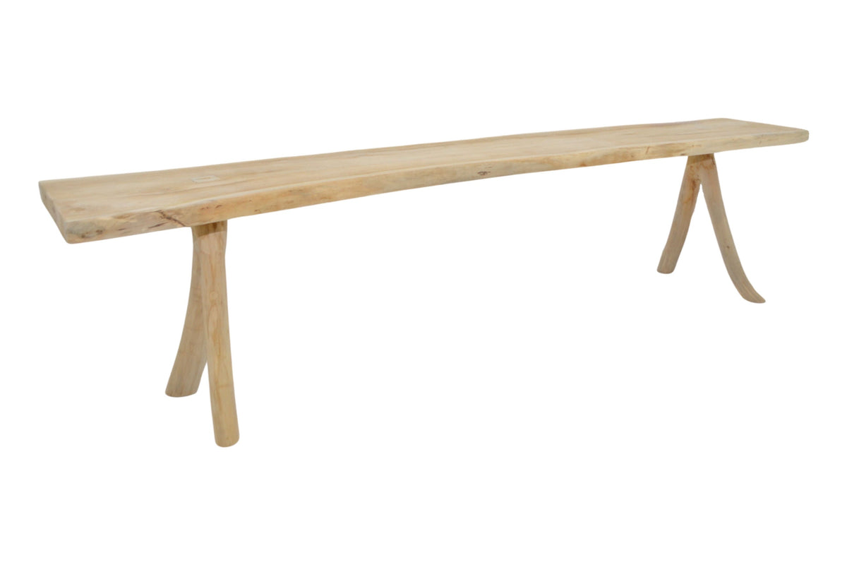 Log Natural Solid Teak Outdoor Bench