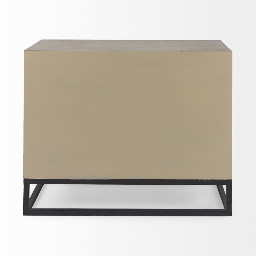 Genevieve I 39"W Light Brown Fir Veneer 3-Drawer Accent Cabi -- White/Light Brown