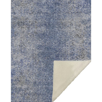 Vintage Blue Washable Indoor-Outdoor Rug