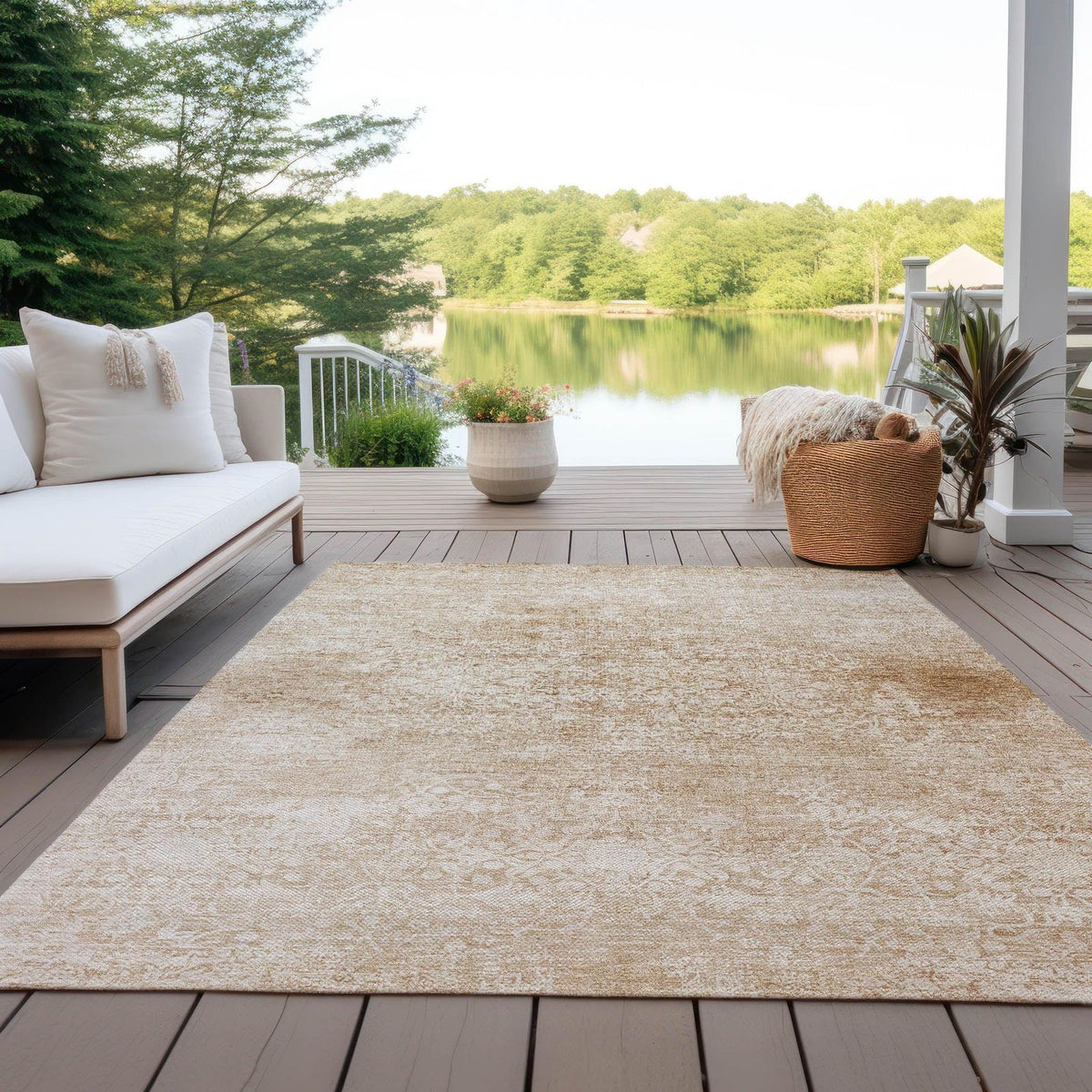 Kaelas Orange Washable Indoor-Outdoor Rug -- view 3