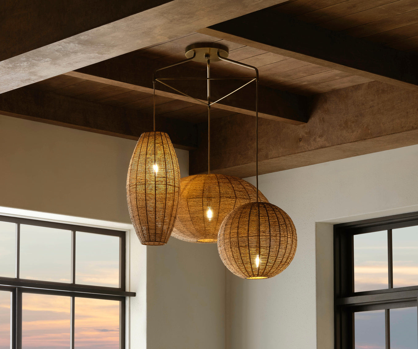 Wildwood Teague Woven Raffia Triple Pendant