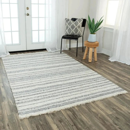 Doma Stripe Gray Area Rugs For Living Room -- gray