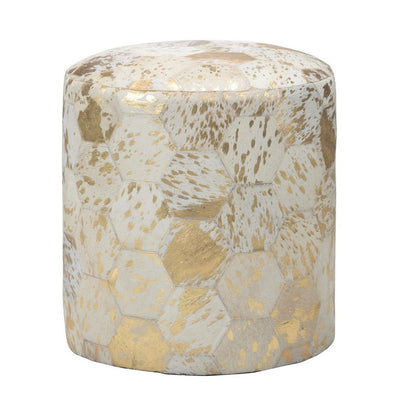 Lux Handmade Hexagon Design Gold Pouf