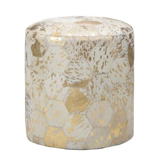 Lux Handmade Hexagon Design Gold Pouf