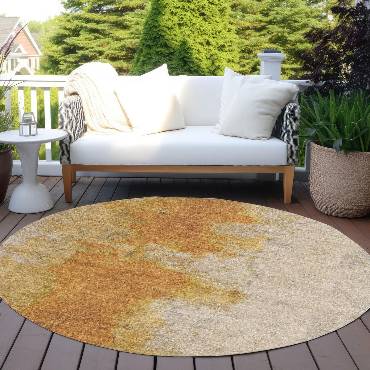Iriel Orange Washable Indoor-Outdoor Rug