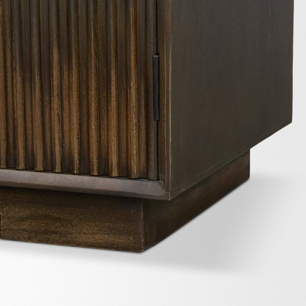 Cinder 36" Distressed Dark Brown Reeded 2-Door Closed Accent -- Dark Brown