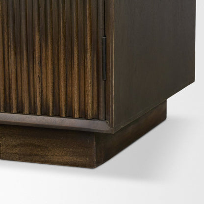 Cinder 36" Distressed Dark Brown Reeded 2-Door Closed Accent -- Dark Brown