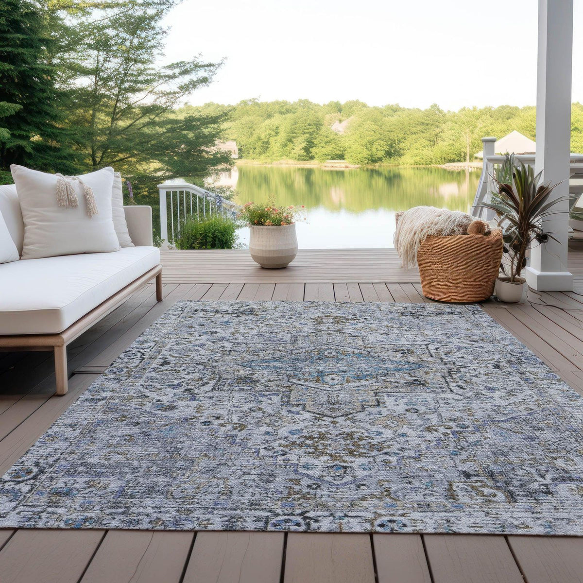 Kaelon Linen Washable Indoor-Outdoor Rug