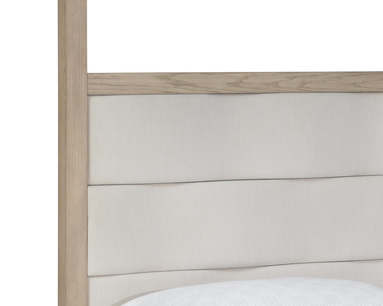 Hoyos Canopy Bed King Topaz Beige - Elegant Oak Frame