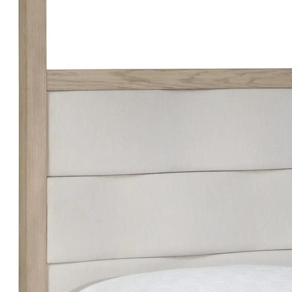 Hoyos Canopy Bed King Topaz Beige - Elegant Oak Frame