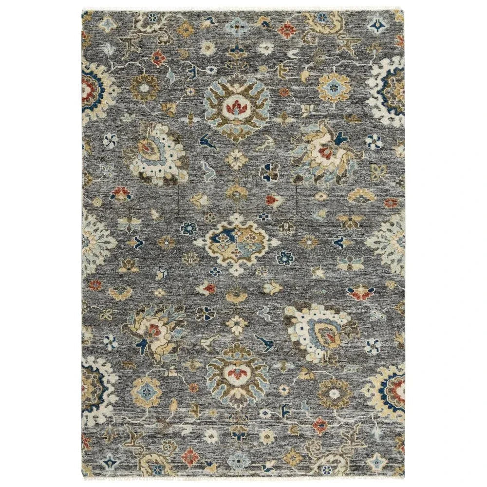 Abra Floral Gray Large Area Rugs For Living Room